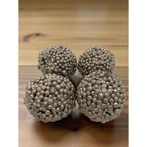 4 Decorative Foam Berry light Gold 4" Glitter Ornaments